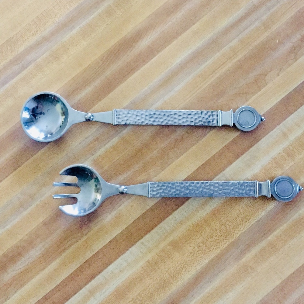 🥗 SLAH Conroy Salad Servers Hammered Handles EUC